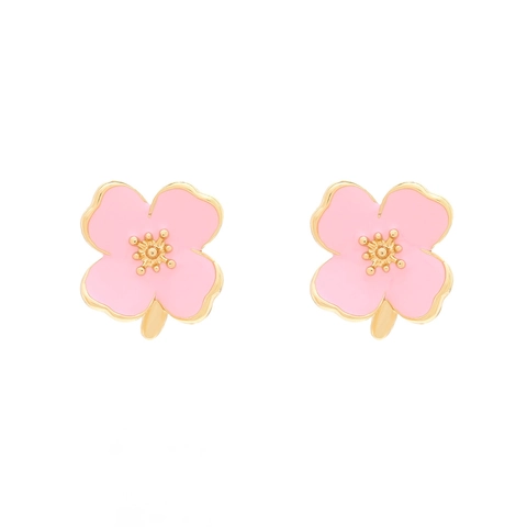 Floral Flower Stud Earrings Enamel Drip Oil Alloy Leaf Sweet Forest Style Women Jewelry Stainless Steel Earring Post