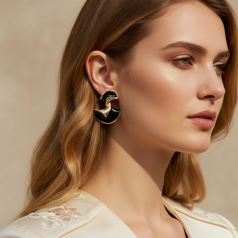 Abstract Twisted Geometric Alloy Earrings With Stainless Steel Earring Post Enamel Drip Oil Irregular Studs For Women
