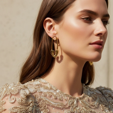 Boucles D'oreilles Épingle De Nourrice Cœur Vintage Avec Tige En Acier Inoxydable Alliage Design Creux Pour Femme Style Punk