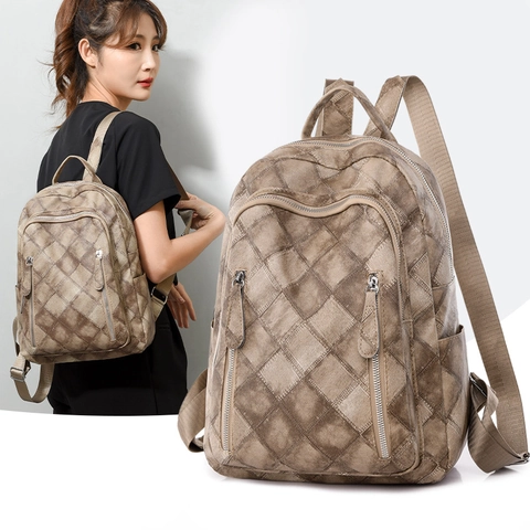 Zaino Da Donna Pelle PU Trapuntata Grande Capacità Antifurto Tasche Multiple Borsa Da Viaggio Scuola Casual Versatile