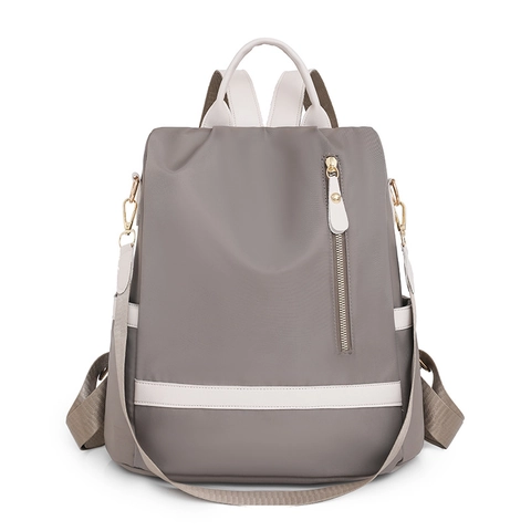 Zaino Donna Antifurto Moda Blocchi Di Colore Impermeabile Tessuto Oxford Grande Capacità Borsa A Tracolla Viaggio Daypack