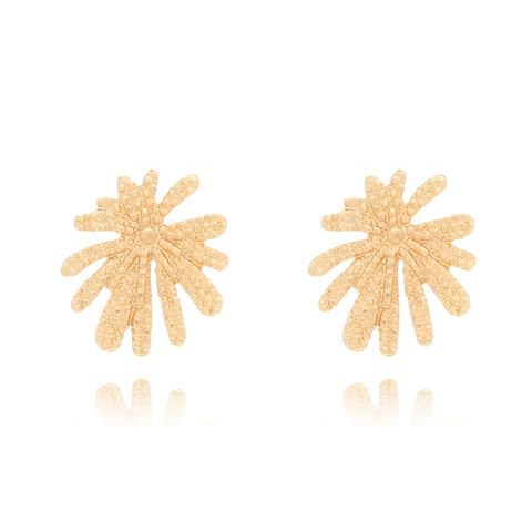 Vintage Legierung Feuerwerk Ohrstecker Für Damen Leicht Luxus Radiale Blume Strukturierte Metall Schmuck Gold Silber