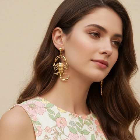 Retro Gold Skorpion Dangle Drop Ohrringe Mit Edelstahl Ohrstecker Punk Gothic Insekt Schmuck Für Damen