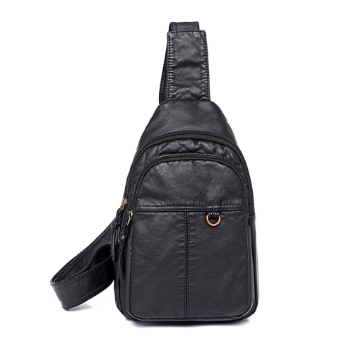 Vintage Gewassen PU Leren Borsttas Dames Multi Pocket Retro Gerimpelde Crossbody Heuptas