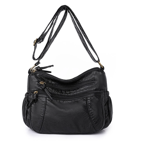 Borsa A Tracolla Da Donna Tasche Multiple Con Cerniera Morbida Pelle PU Lavata Grande Capacità Tracolla Regolabile Borsa A Spalla Vintage