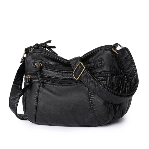 Borsa A Tracolla Da Donna Tasche Multiple Con Cerniera Morbida Pelle PU Lavata Grande Capacità Tracolla Regolabile Borsa A Spalla Vintage