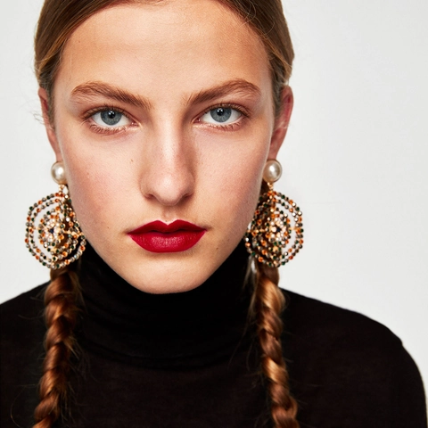 Orecchini Pendenti Tondi Vintage Con Lega Strass E Imitazione Perla Artificial Stile Boho Per Donne