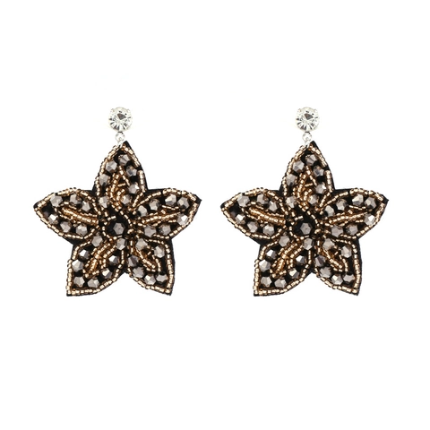 Boucles D'oreilles Étoile Faites À La Main Avec Perles De Cristal Et Broderie Bijoux De Style Bohème Pour Femmes