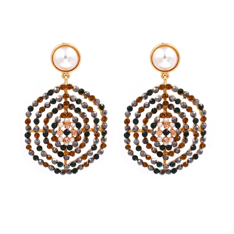 Orecchini Pendenti Tondi Vintage Con Lega Strass E Imitazione Perla Artificial Stile Boho Per Donne