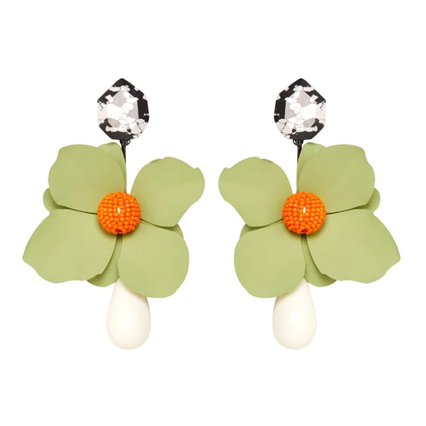 Orecchini A Fiore Lega Resina Acrilica Texture Marmo Geometrici Gioielli Da Donna