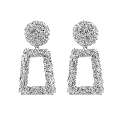 Orecchini Pendenti Rettangolari Geometrici Lega Di Zinco Texture Floreale Rilievo Gioielli Di Moda Vintage Per Donna