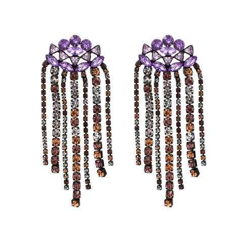 Orecchini A Pendente Con Nappa Lunga In Lega E Strass Forma Di Fiore Gioielli Bohémien Vintage Per Donne