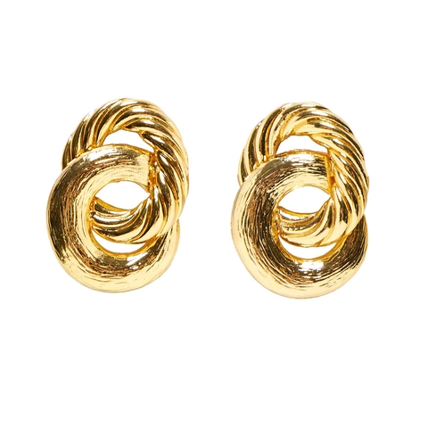 Geometric Alloy Stud Earrings For Women Overlapping Twisted Circle Design Fashionable Individual Vintage Jewelry Accessory