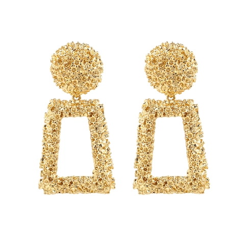 Orecchini Pendenti Rettangolari Geometrici Lega Di Zinco Texture Floreale Rilievo Gioielli Di Moda Vintage Per Donna