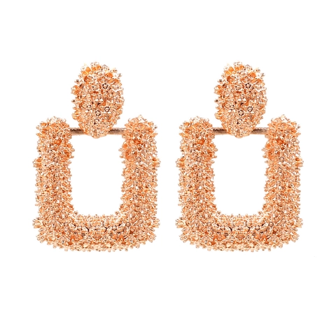 Boucles D'Oreilles Pendantes Rectangulaires Géométriques Vintage En Alliage De Zinc Texturé Relief Granulaire Style Punk