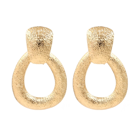 Orecchini Pendenti In Lega Goccia D'acqua Texture Martellata Gioielli Metallici Cavi Geometrici Minimalisti Moda Donna Street Style