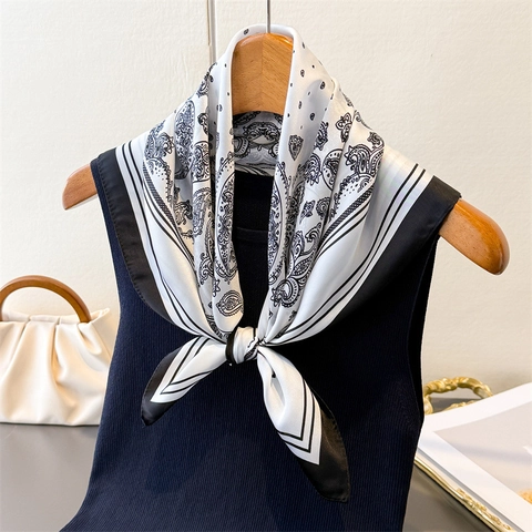 Sciarpa Quadrata Con Stampa Paisley Raso Di Raso Artificiale Avvolgimento Collo Testa Versatile Elegante Moda Per Donna