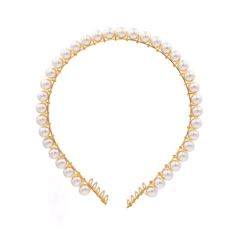 Eleganter Kunstperlen Haarreif Gold Metalldraht Haarreif Mit Festen Kämmen Für Hochzeit Party Damen Mode Accessoire
