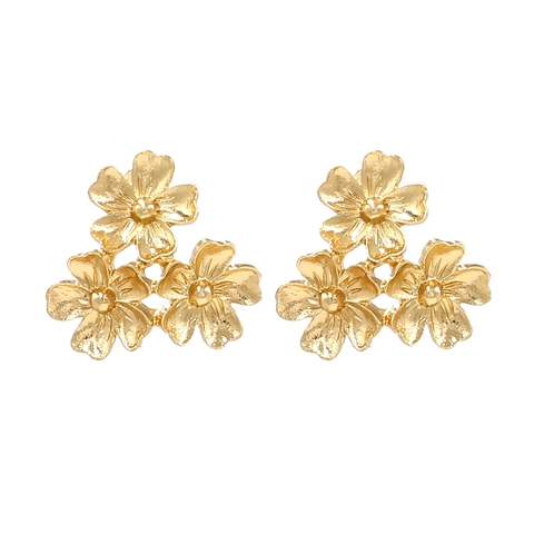 Blumen Ohrstecker Zinklegierung Vergoldet Elegant Cluster Blütendesign Matt Textur Mode Schmuck Damen