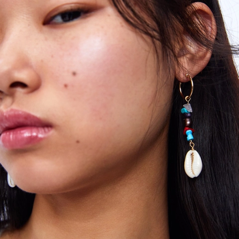 Bohemian Dangle Drop Ohrringe Mehrfarbige Naturstein Perlen Handgefertigt Muschel Ethno Sommer Strand Schmuck Für Damen