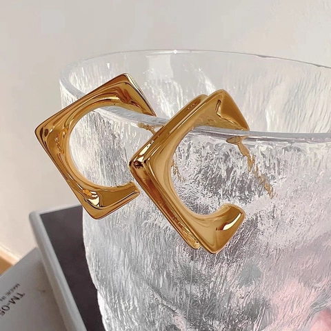 Geometric Square Irregular Earrings Copper Jewelry With 925 Sterling Silver Earring Post Minimalist Trendy For Women