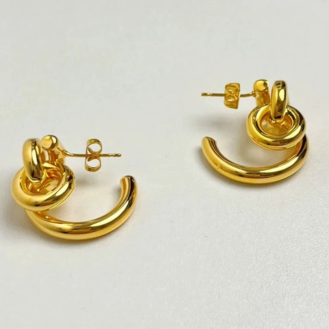 Geometrische Unregelmäßige Knoten Ohrringe Kupfer Metall Verflochten Doppelreifen Mit Silbernem Ohrstecker Schmuck Damen