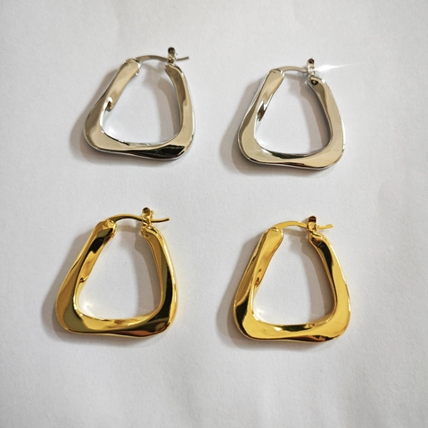 Orecchini A Cerchio A Triangolo Irregolare Geometrico In Rame Lucidato Metallo Intrecciato Gioielli Minimalisti Per Donna