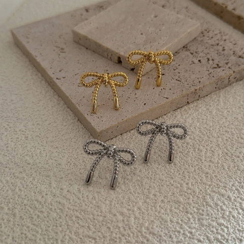 Orecchini A Perno A Fiocco Minimalisti In Rame Con Perno In Argento Sterling 925 Trama Intrecciata Per Donne