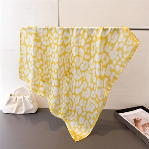 Foulard Quadrato Leopardato In Raso Raso Sciarpa Da Collo Moda Motivo Animale Fascia Per Capelli Chic Elegante Per Donna
