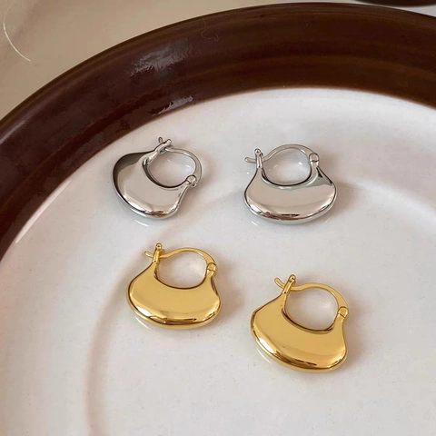 Minimalistische Chunky Drop Ohrringe Mit Silbernem Ohrstecker Kupfer Geometrischer Nischen Luxusstil Für Damen