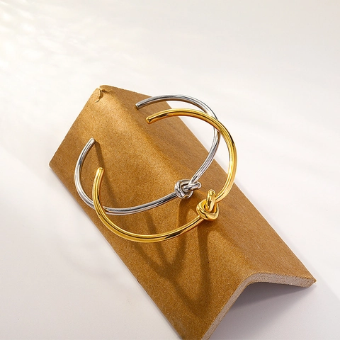 Minimalistischer Knoten Offener Armreif Verstellbares Kupferarmband Für Damen Schicker Trendiger Modeschmuck