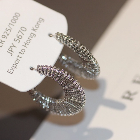 Orecchini A Cerchio Geometrici Rame Con Perno In Argento Sterling 925 Trama Intrecciata Cava Gioielli Minimalisti Donna