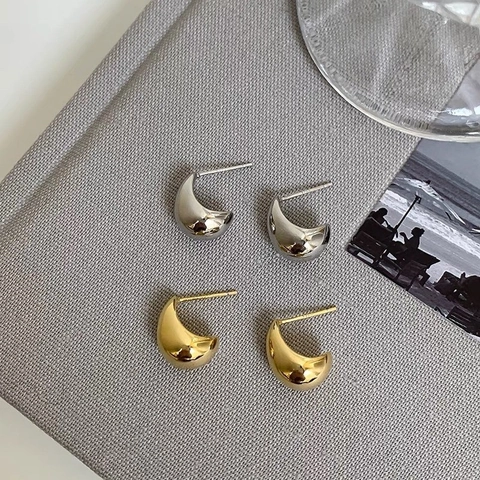 Pendientes De Botón Gota De Agua Cobre Pulido Brillante Minimalista Geométrico Joyería De Moda Para Mujeres