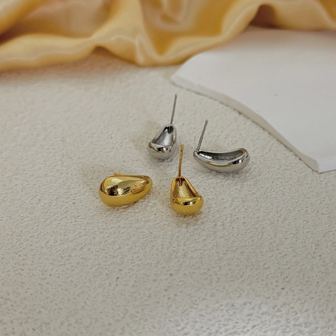 Water Drop Stud Earrings Polished Copper Minimalist Chic Teardrop Ear Jewelry For Women