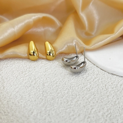 Water Drop Stud Earrings Polished Copper Minimalist Chic Teardrop Ear Jewelry For Women