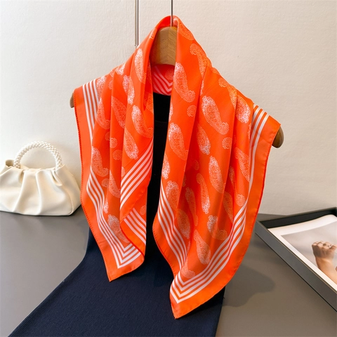 Damen Paisley-Druck Satin Viereckiges Tuch Eleganter Seidenartiger Halsschals Kopftuch Für Haar Boho Bandana Sommer Accessoires