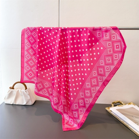 Elegant Square Scarf For Women Polka Dot Geometric Print Imitation Satin Satin Neck Head Wrap Chic Accessory