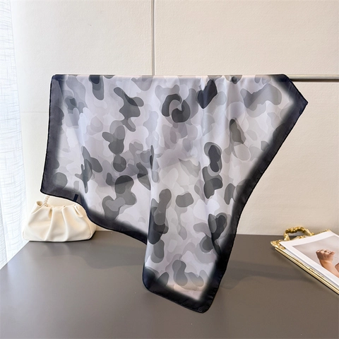 Women Square Scarf Abstract Print Polyester Satin Bandana Fashion Elegant Lightweight Neckerchief Headscarf