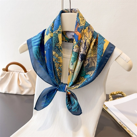 Foulard Quadrato Con Stampa Animali Giungla Raso Elegante Effetto Raso Per Collo Testa Capelli Borsa Accessorio Per Donna