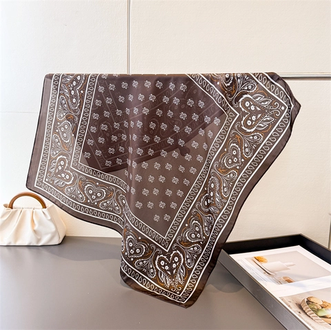 Carré De Satin Rétro À Imprimé Paisley Imitation Satin Polyester Foulard Élégant Accessoires De Mode Femmes