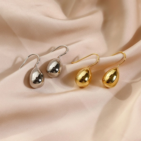 Minimalist Copper Teardrop Hook Earrings High Polish Mirror Finish Solid Waterdrop Dangle Jewelry For Women Chic Commute