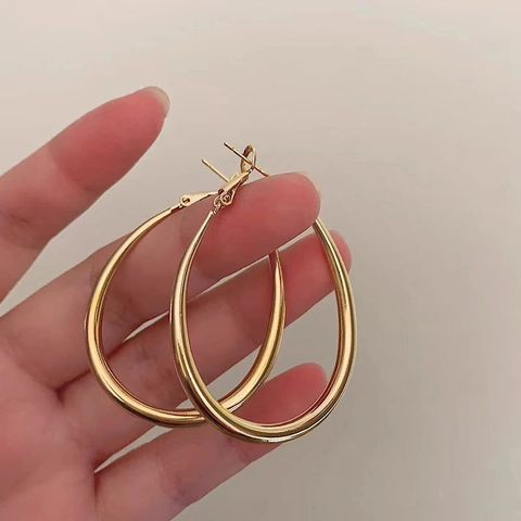 Pendientes De Aro Geométricos Vintage Gota De Agua Grandes Gruesos De Metal Pulido Joyería Minimalista Para Mujeres