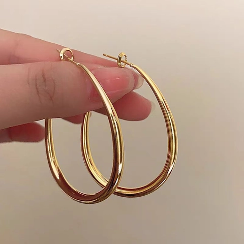 Pendientes De Aro Geométricos Vintage Gota De Agua Grandes Gruesos De Metal Pulido Joyería Minimalista Para Mujeres