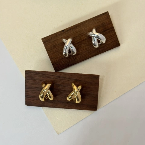 Orecchini A Lobo A Forma Di X Incrociata Rame Con Perno In Argento Sterling 925 Gioielli Geometrici Donna