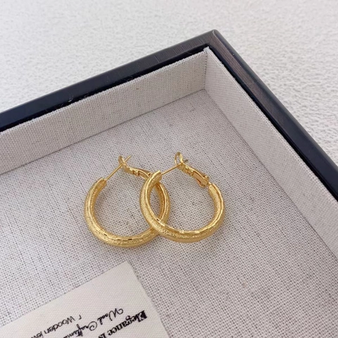 Matte Frosted Hoop Earrings Copper Geometric Minimalist For Women With 925 Sterling Silver Earring Post