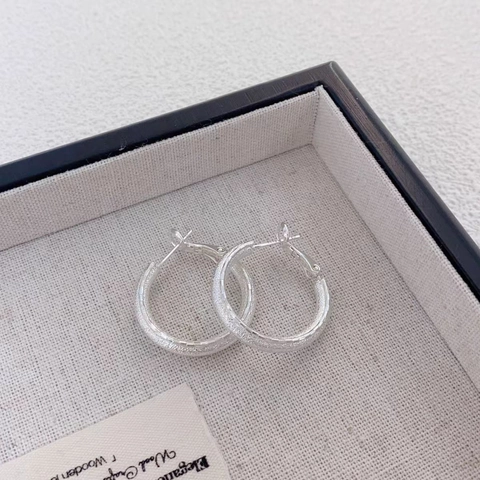 Matte Frosted Hoop Earrings Copper Geometric Minimalist For Women With 925 Sterling Silver Earring Post