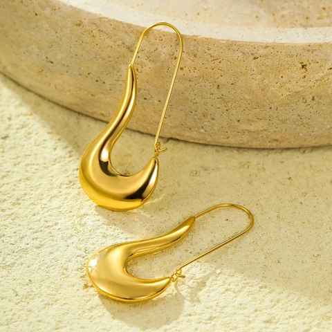 Orecchini Pendenti A Goccia Cava Irregolare Geometrica Rame Lucido A Specchio Gancio Lungo Gioielli Di Moda Per Donne