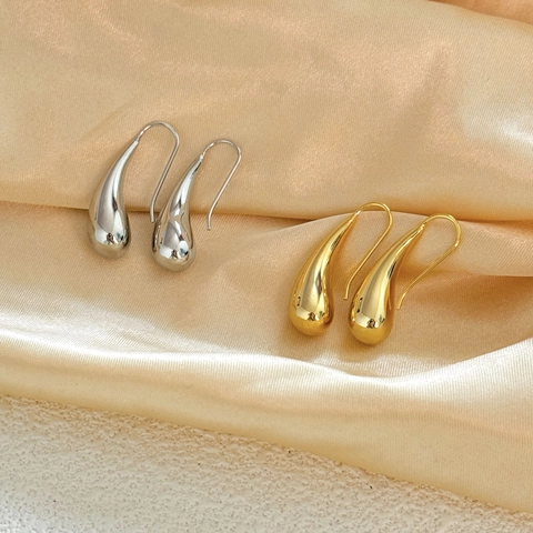 Teardrop Haak Oorbellen Hol Koper 18K Verguld Spiegelgepolijst Minimalistische Mode Sieraden Voor Dames