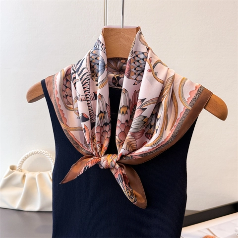 Elegant Satin Like Satin Square Scarf Animal Print Zebra Leopard Floral Wild Jungle Retro Fashion Accessory Women