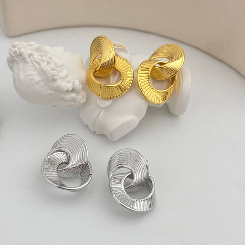 Geometrische Creolen Met Onregelmatige Textuur Koper Minimalistische Elegante Stijl Sieraden Voor Dames